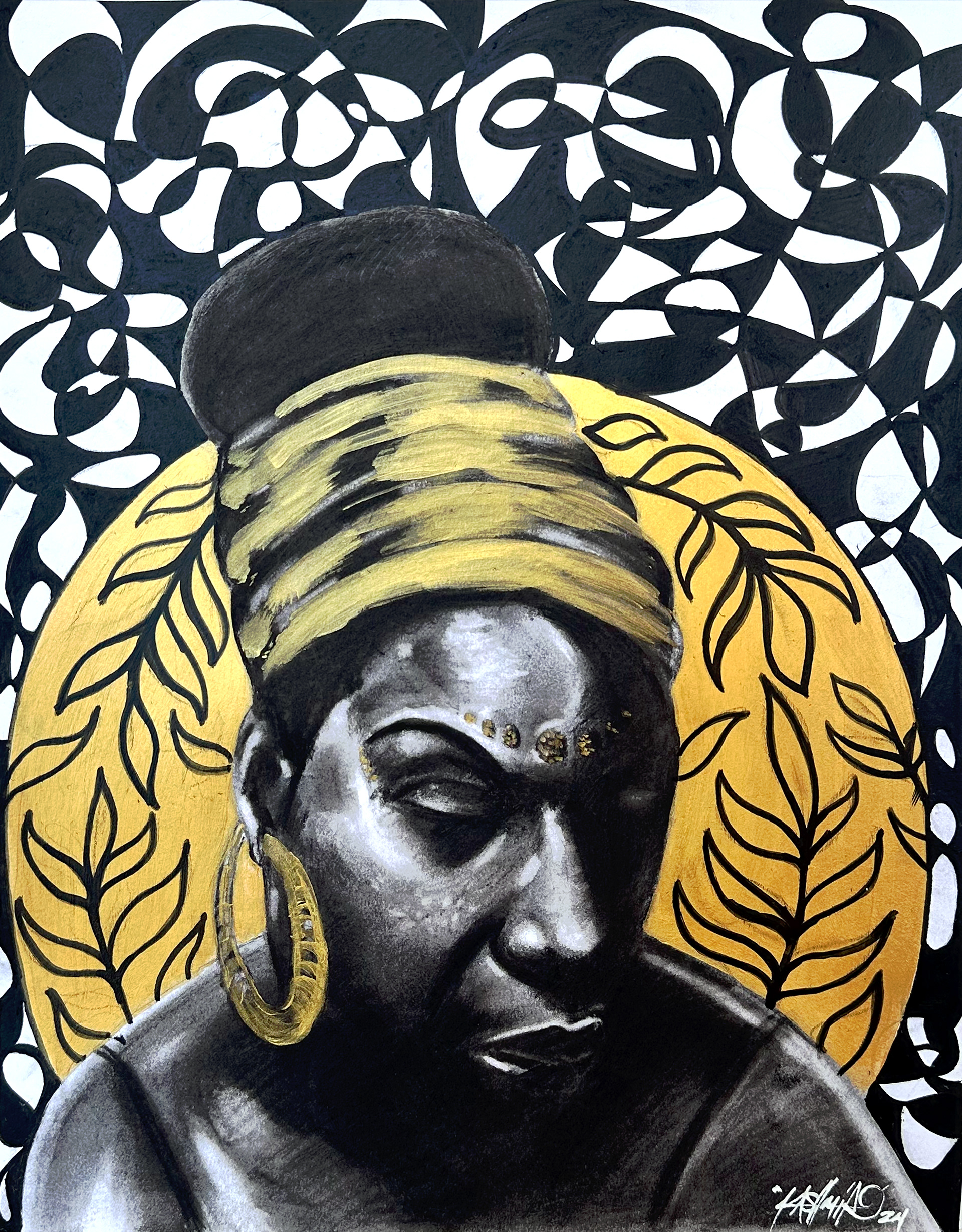 Nina 11" x 14" / Acrylic and charcoal on paper / 2024