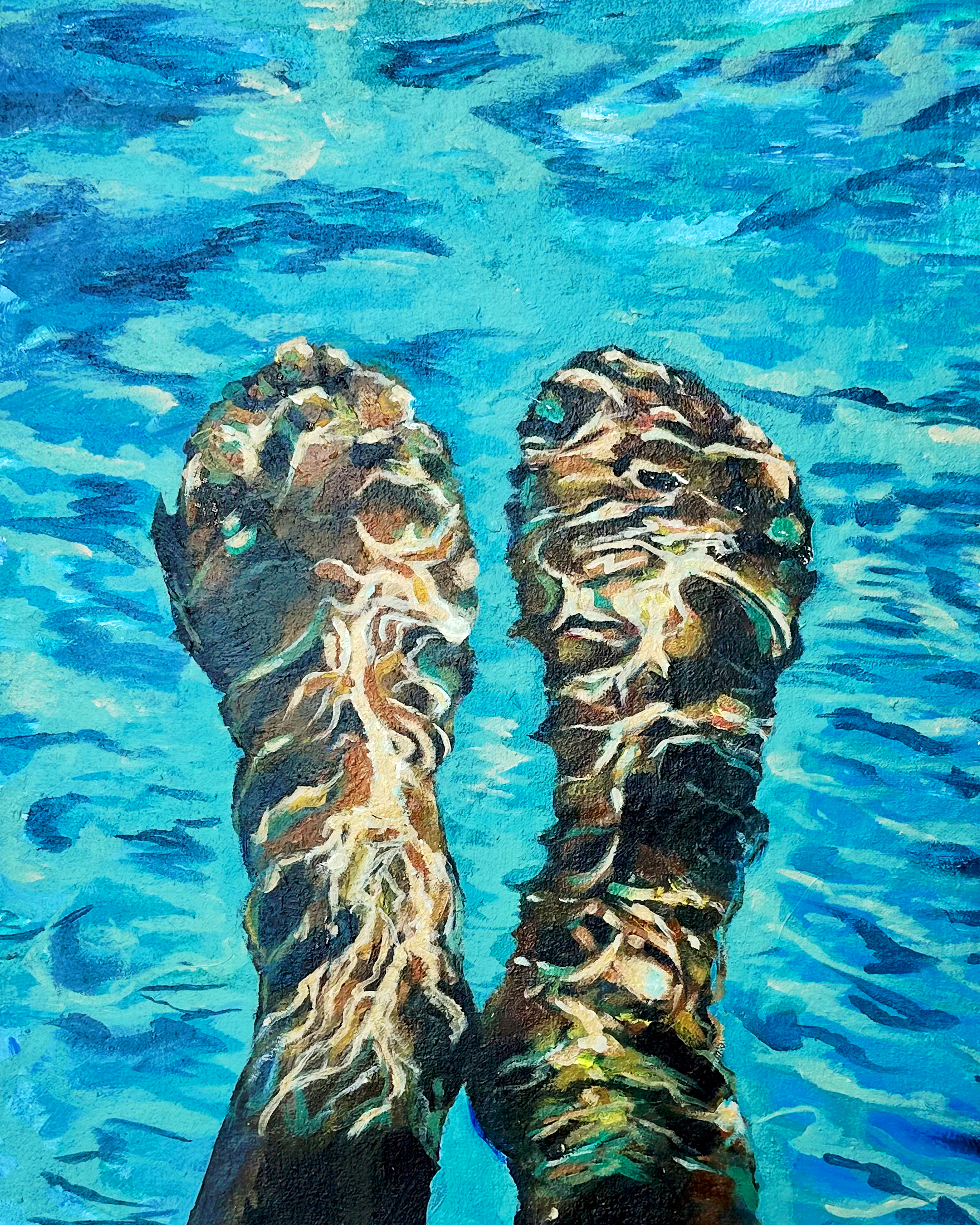 Pies en el agua 20" x 24" / Acrylic on Canvas / 2025
