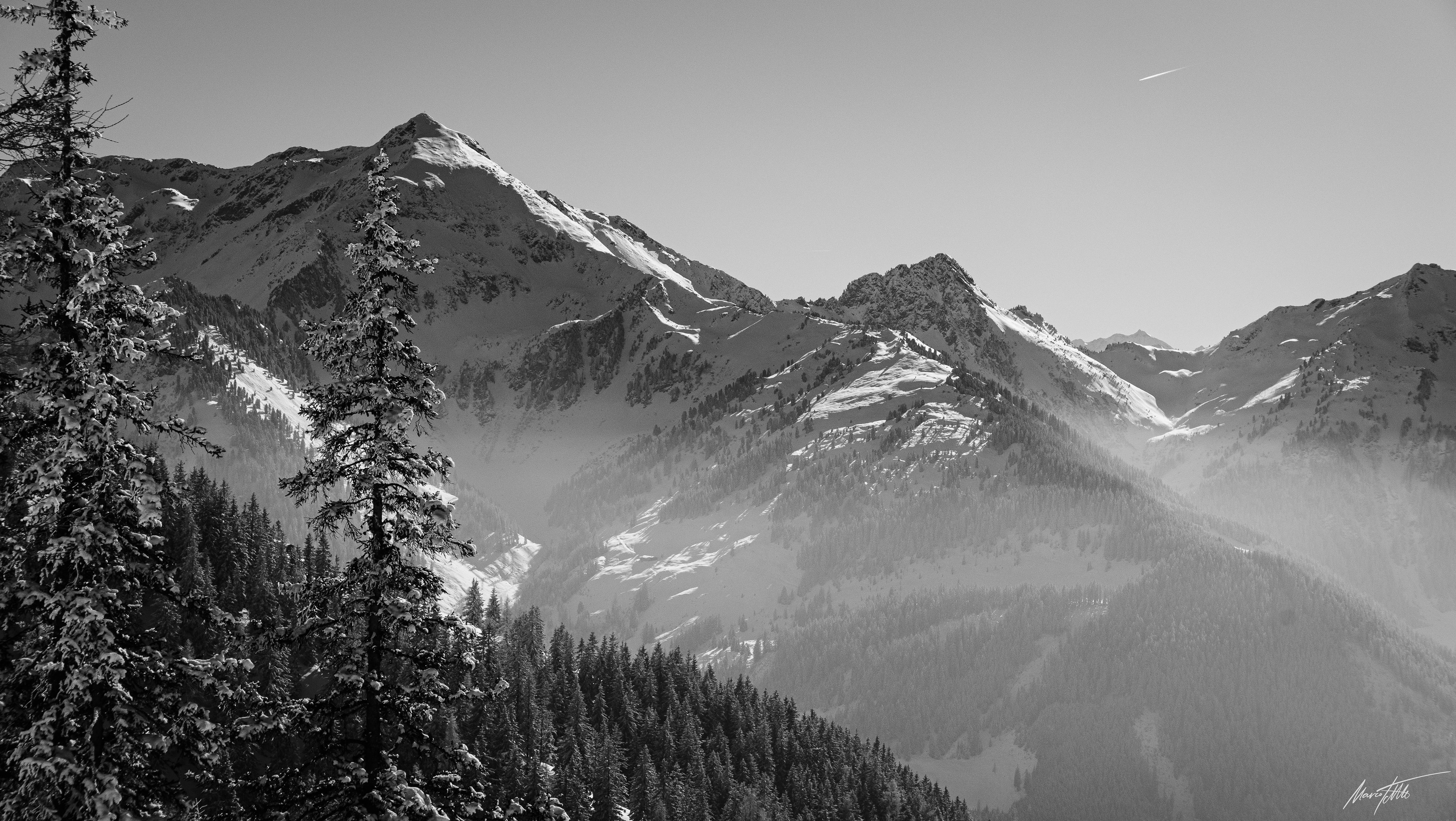 Blick vom Schatzberg in der Wildschönau über das Alpbachtal auf den Großen Galtenberg.