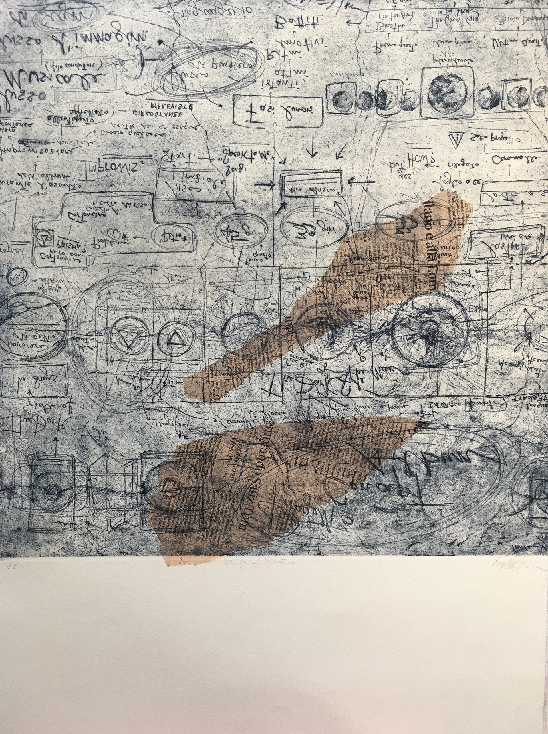 Study of Breathe // acquaforte, ceramolle e fondino su carta Hahnemühle 230 g