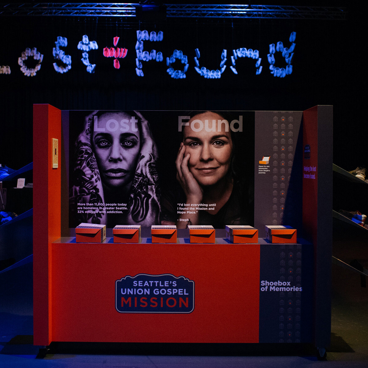 Front view of the installed interactive kiosk at the 2019 Catalyst Gala.