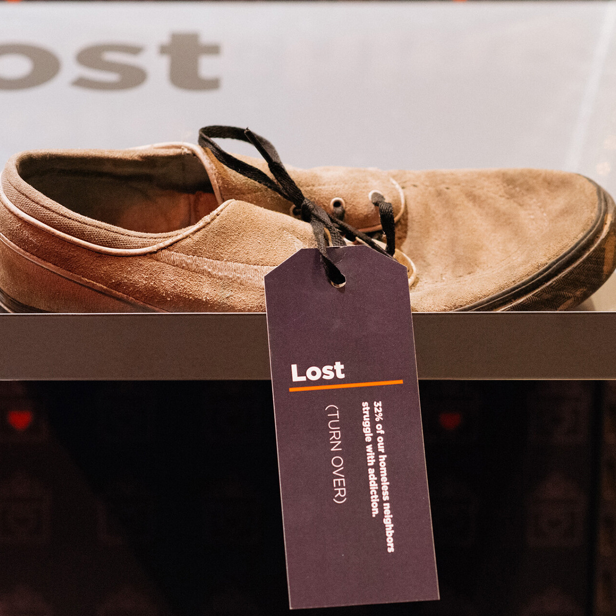 Another one of the interactive features, a shoe that represents one of the stages of the Alumnus's life.