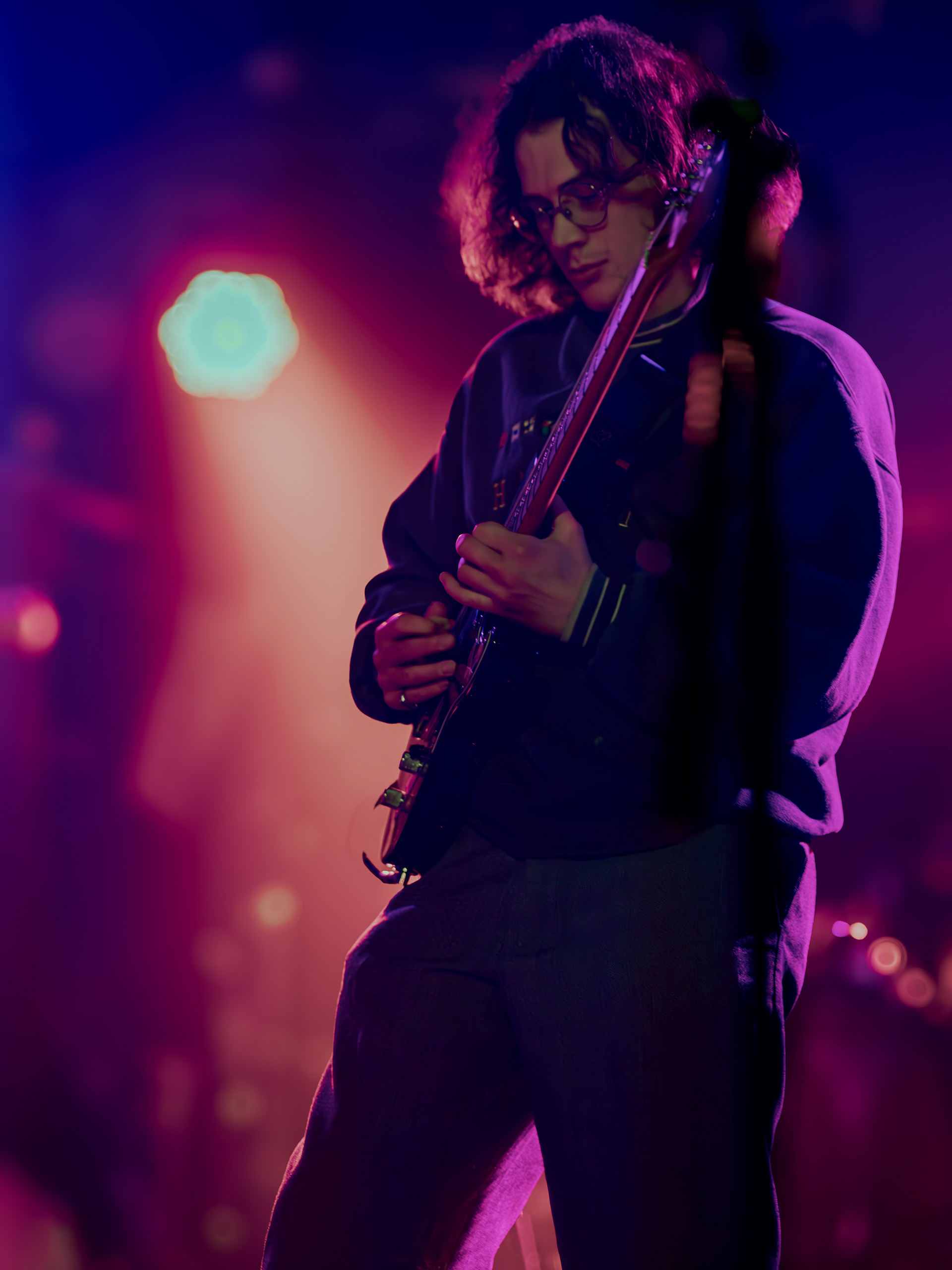 Tahini Bikini guitarist plays on-stage at Valhalla, Wellington.
