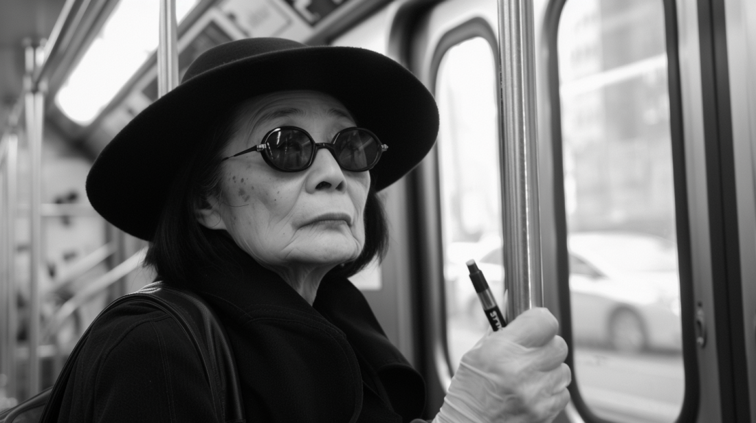 Yoko ono on a subway