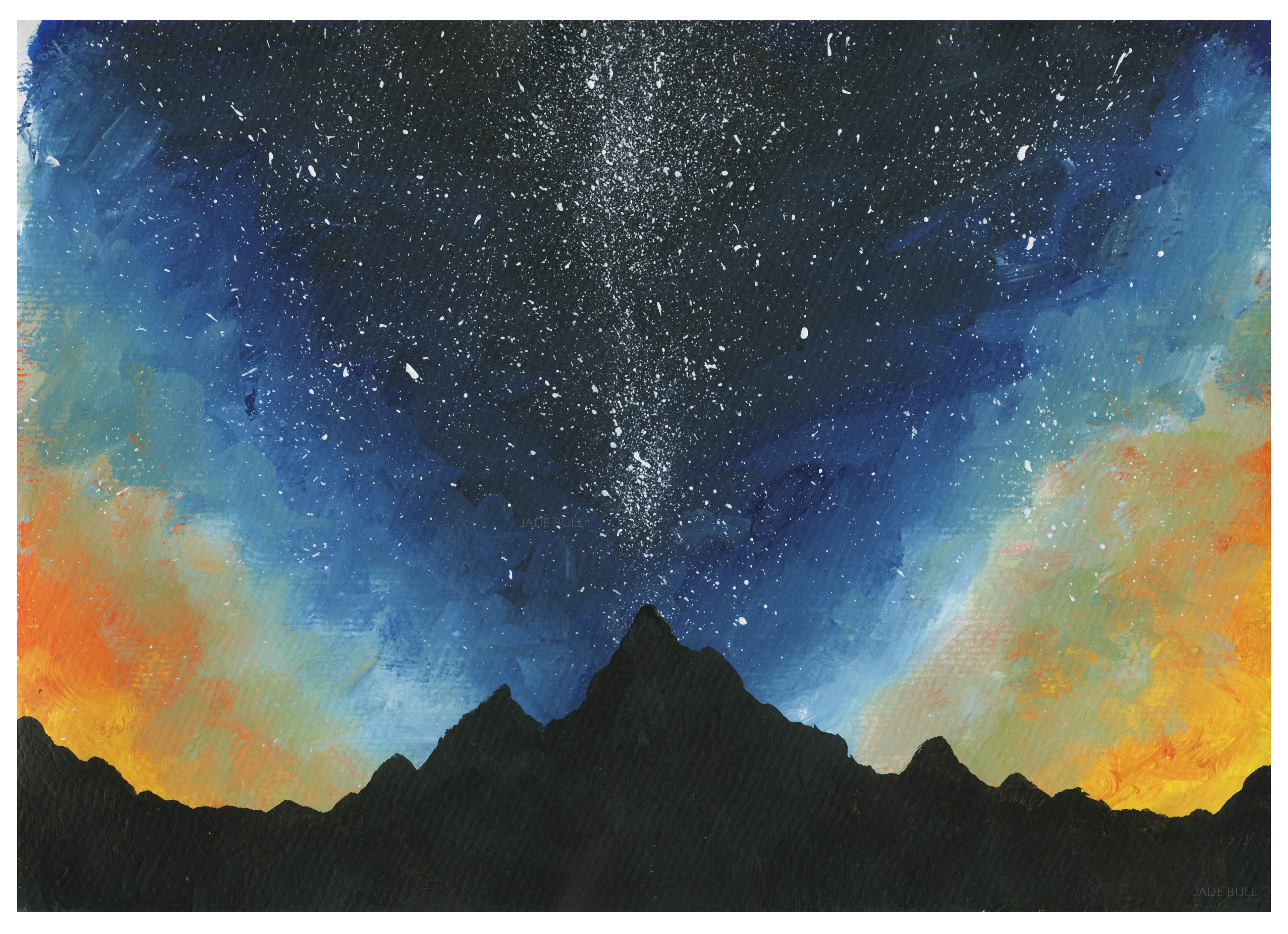 Mountain Silhouette, 2016, A4, Acrylic on 360GSM paper