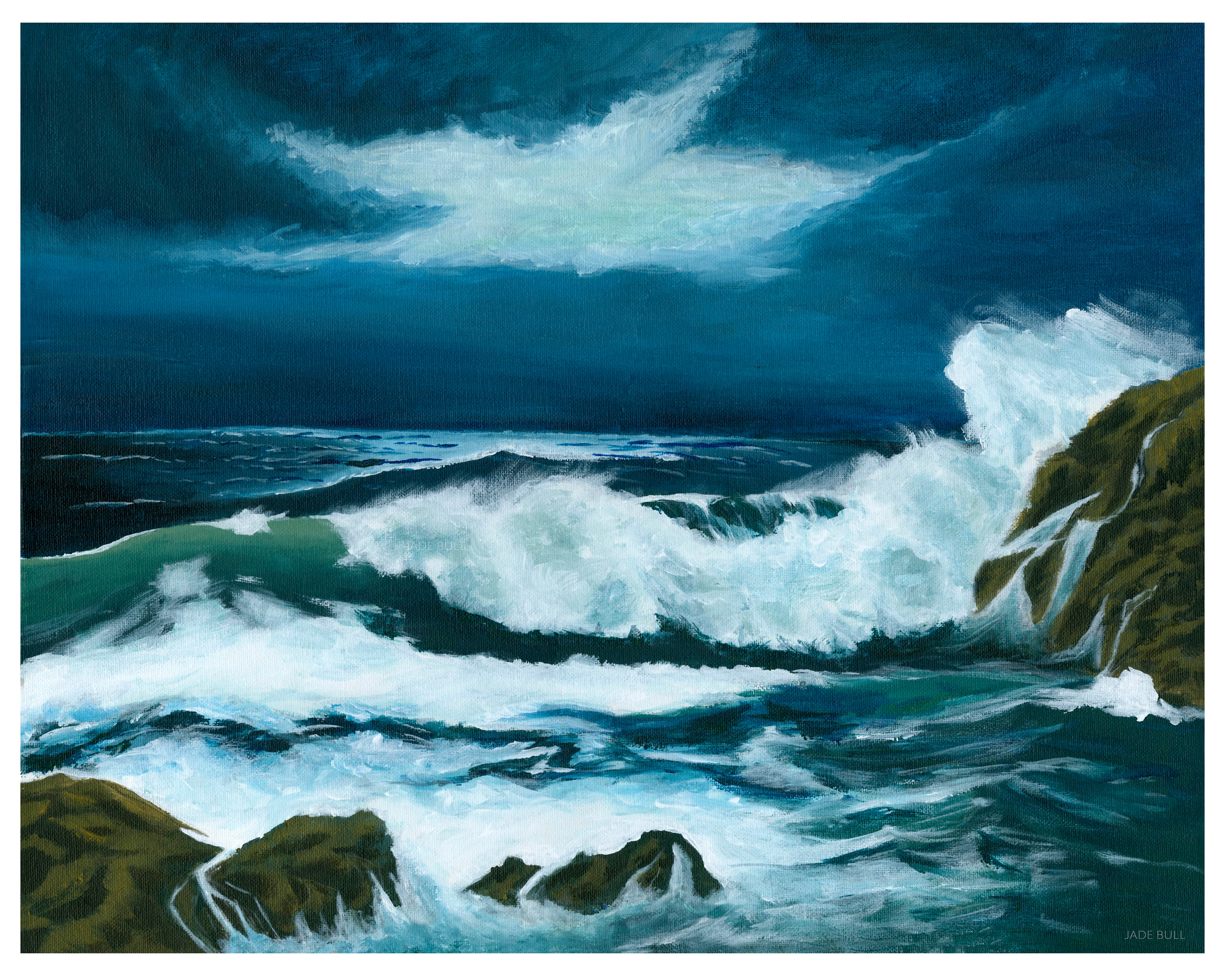 Moonlit Surf, 2015, 40x50cm, Acrylic on canvas