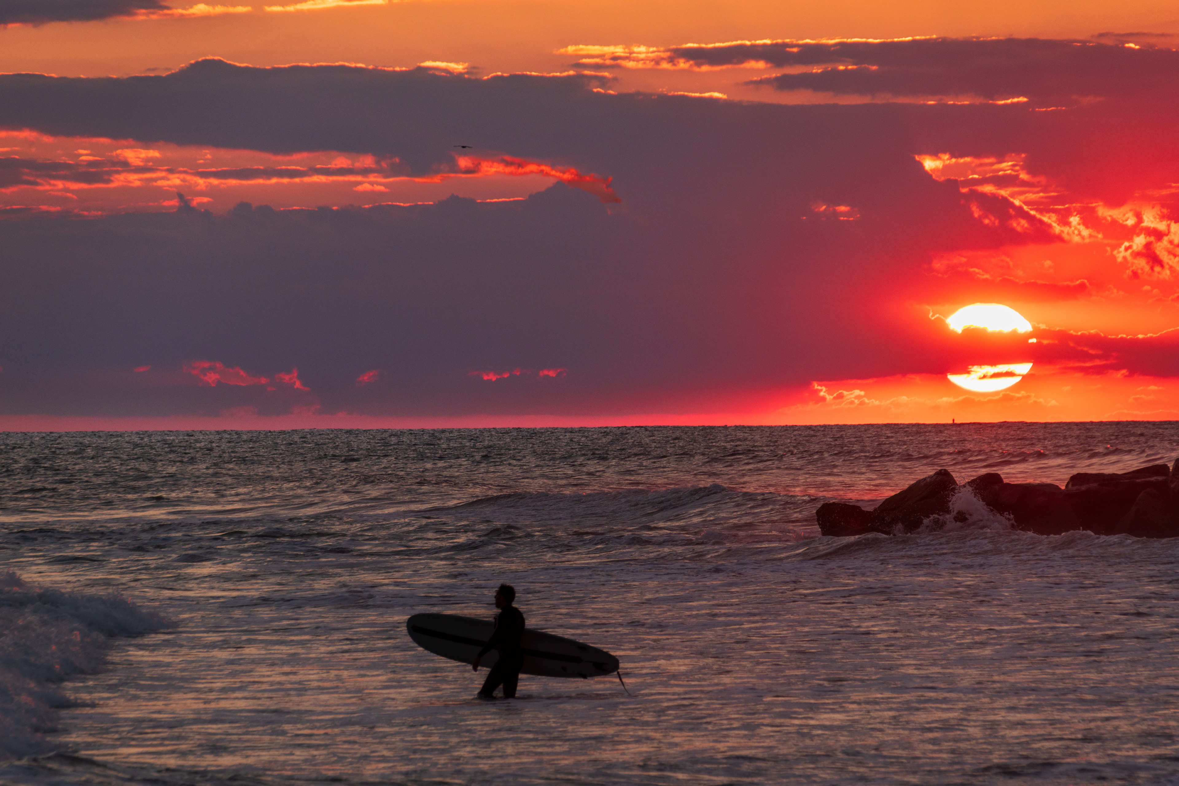 Sunset Surfing, Long Beach NY