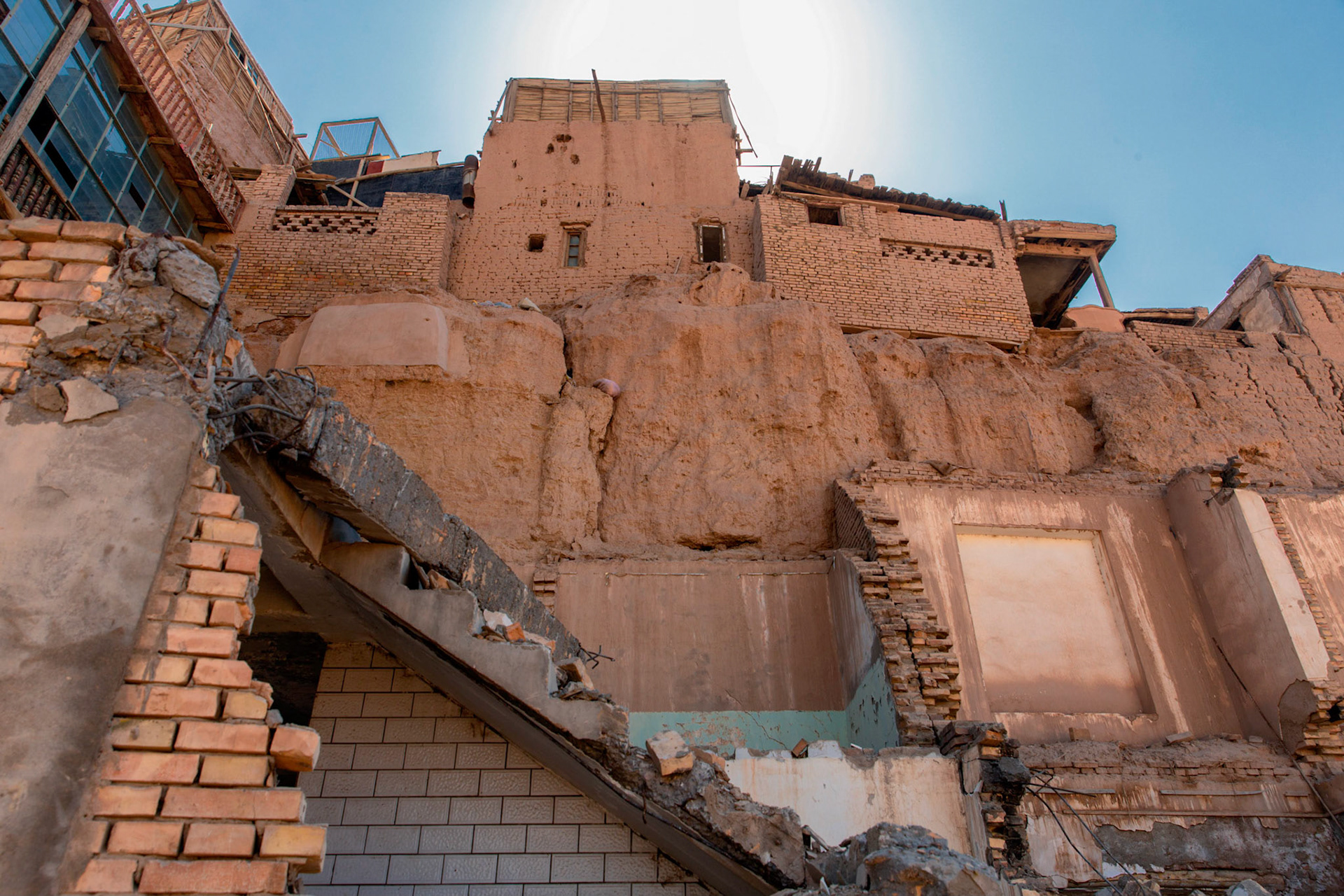 Kashgar,  China - September 10th, 2018 : View of the old city of Kashgar, as it is being demolished by Chinese authorities to be replaced with a new version