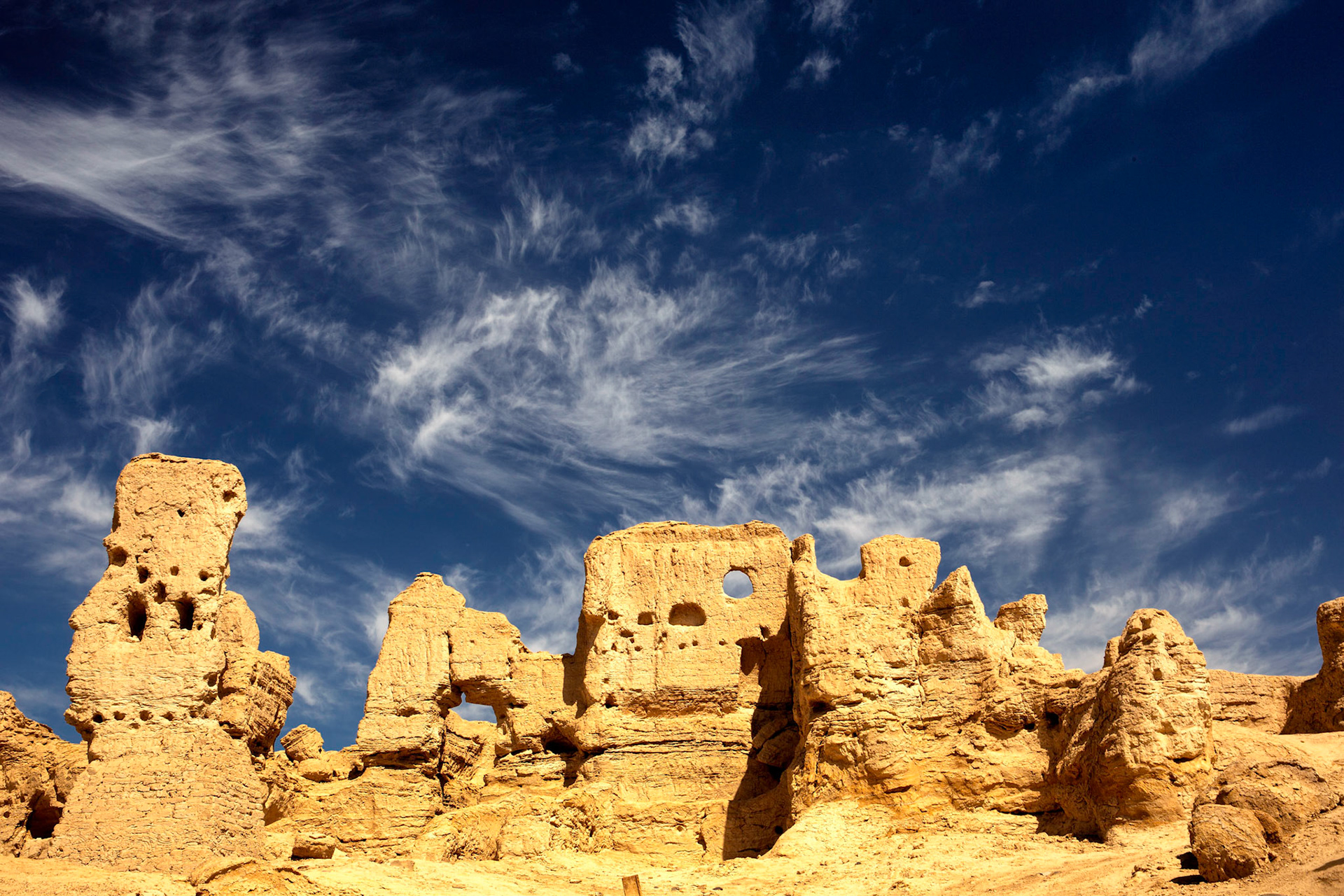 Ruins of Jiaohe, once the capital of a kingdom on the silk roads (Jushi Kingdom), destroyed by Mongols in the 13th century