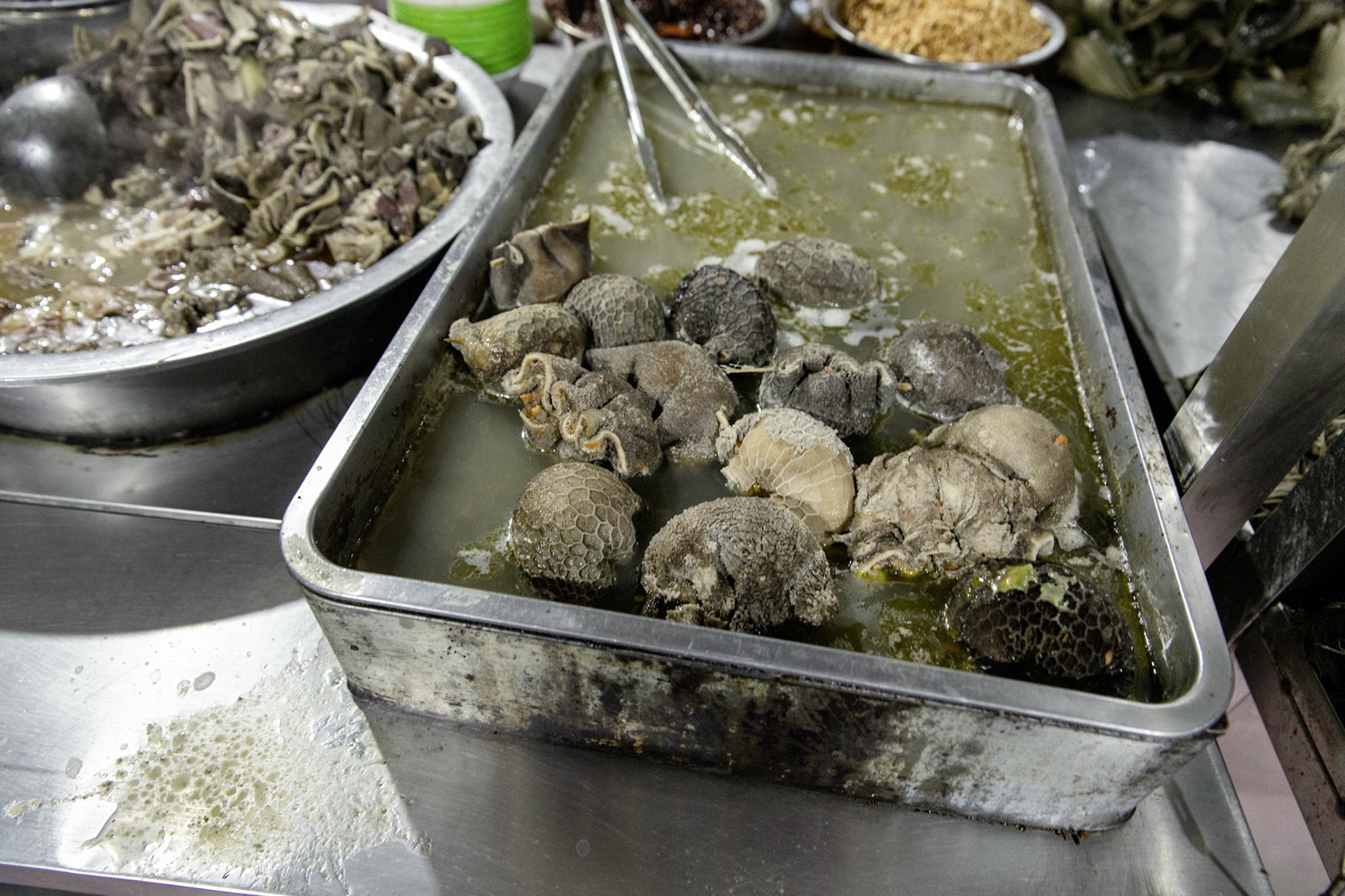 Sheep stomach ready to be consumed in a food court in western China (Hotan, Xinjiang)