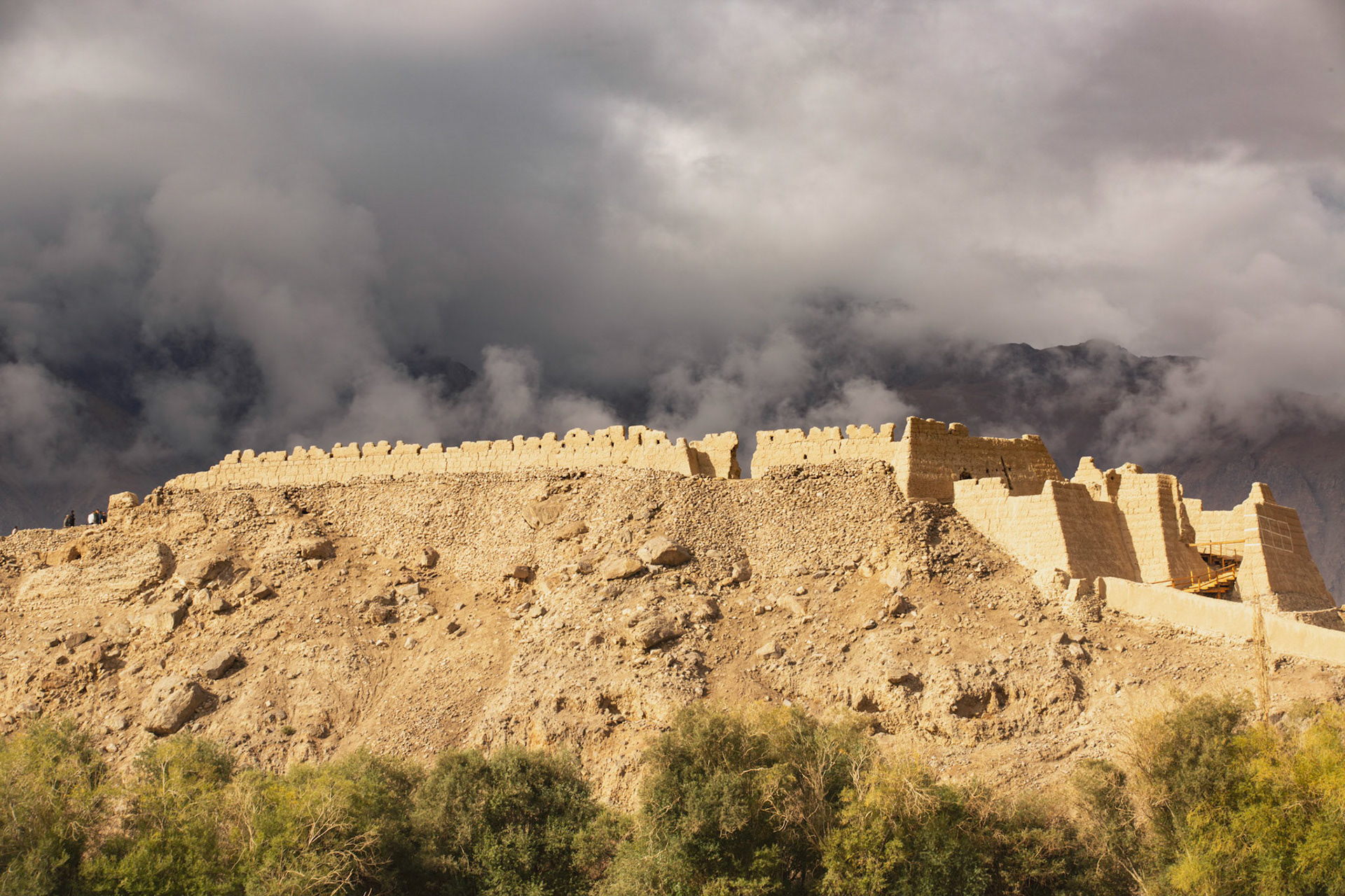 Tashgurkan, China - September 7th, 2018 : Tashgurkan sand fortress, a main stronghold on the silk road. Tashgurkan is located close to the Pakistan border.