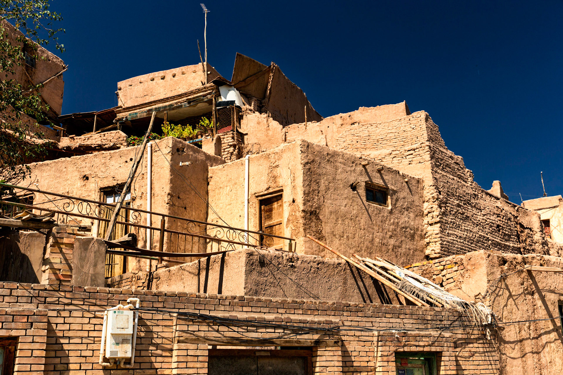 Kashgar,  China - September 10th, 2018 : View of the old city of Kashgar, as it is being demolished by Chinese authorities to be replaced with a new version