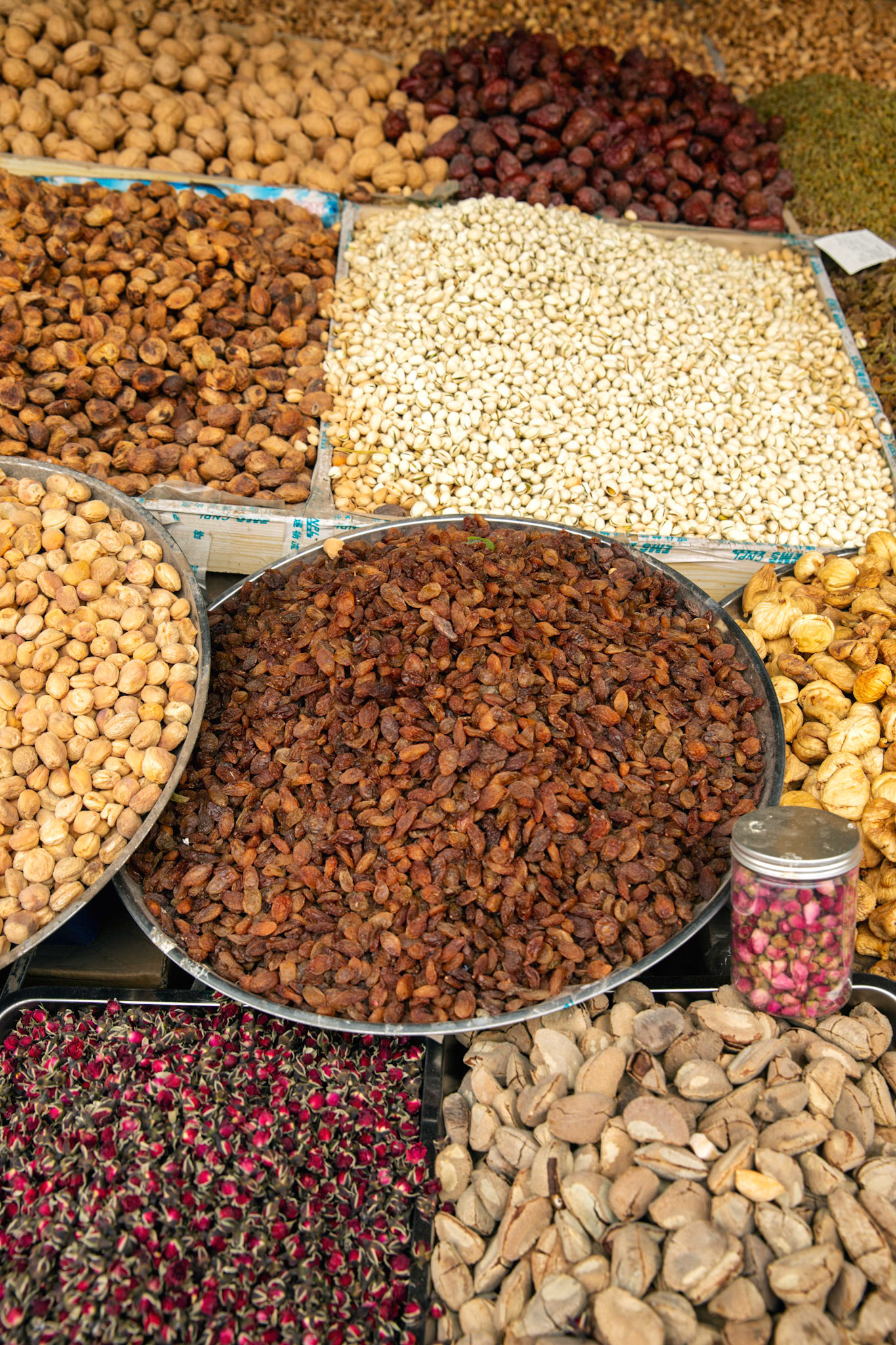 Nuts and raisins at the Kashgar Grand bazaar.