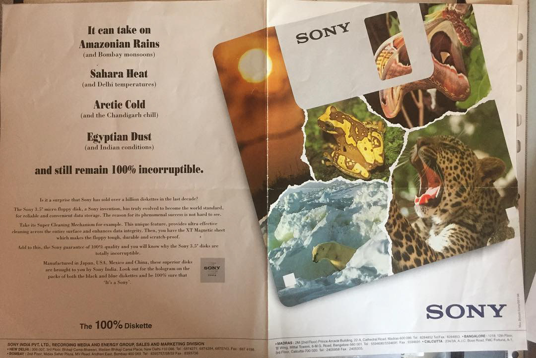 Sony Diskette Print Ad Half Page (1995) - Design
