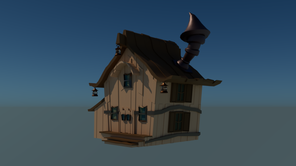 Epic Mickey shack modeled in Maya