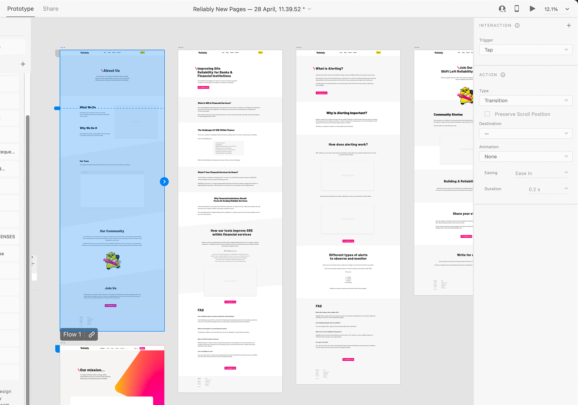 Prototyping wireframe pages in Adobe XD