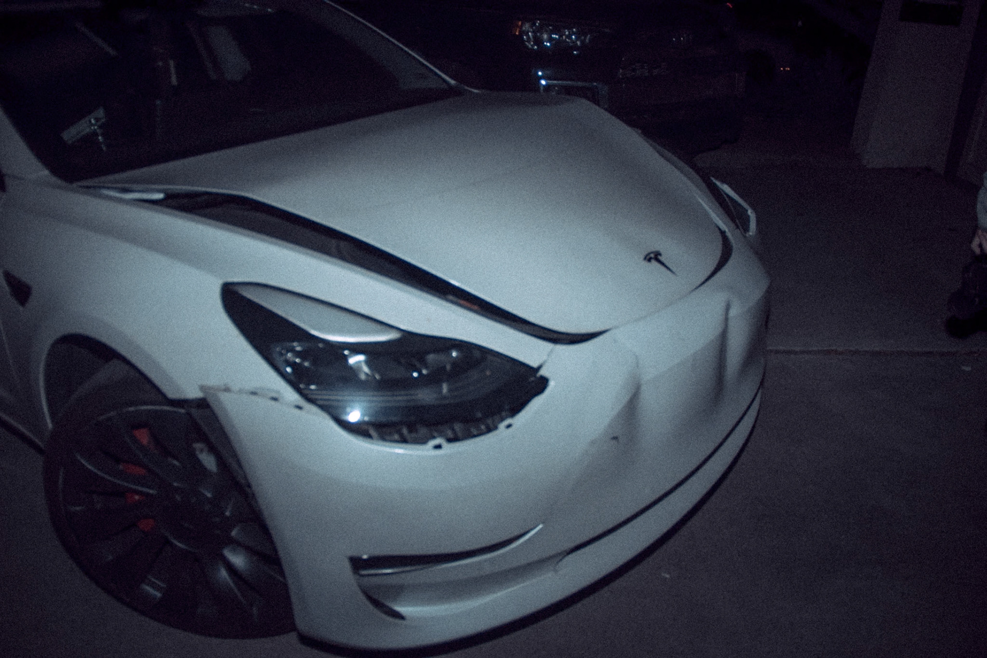 OC Residents choice form of transportaion, a caved in white Tesla. A 2023 Mitchell report found Tesla repairs were $1,589 more expensive on average in the U.S. compared to other vehicles. Sep 5th, 2024. Credit: Efrem Plawner, VOICE OF OC