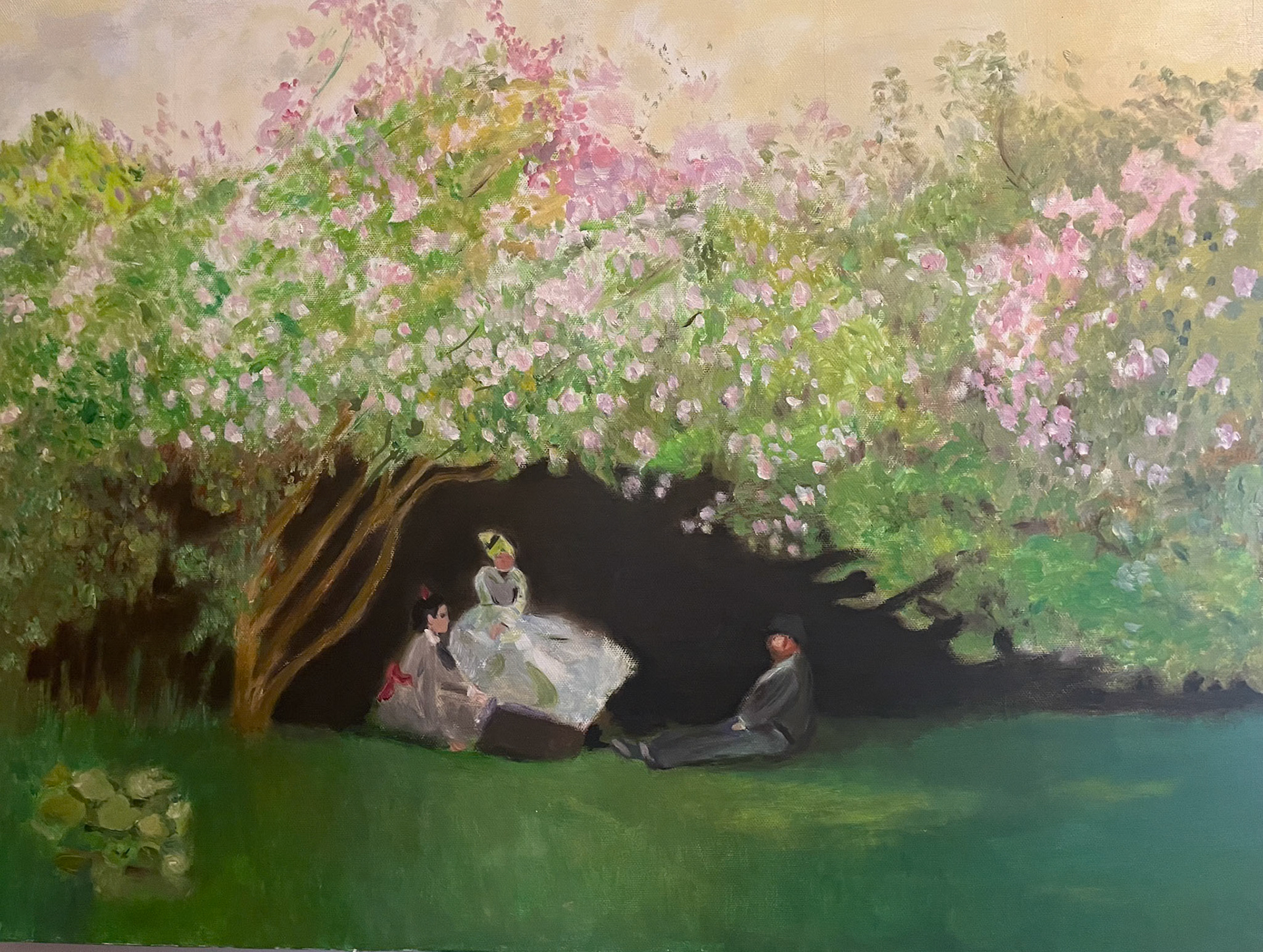 Resting Under the Lilacs (after Monet)