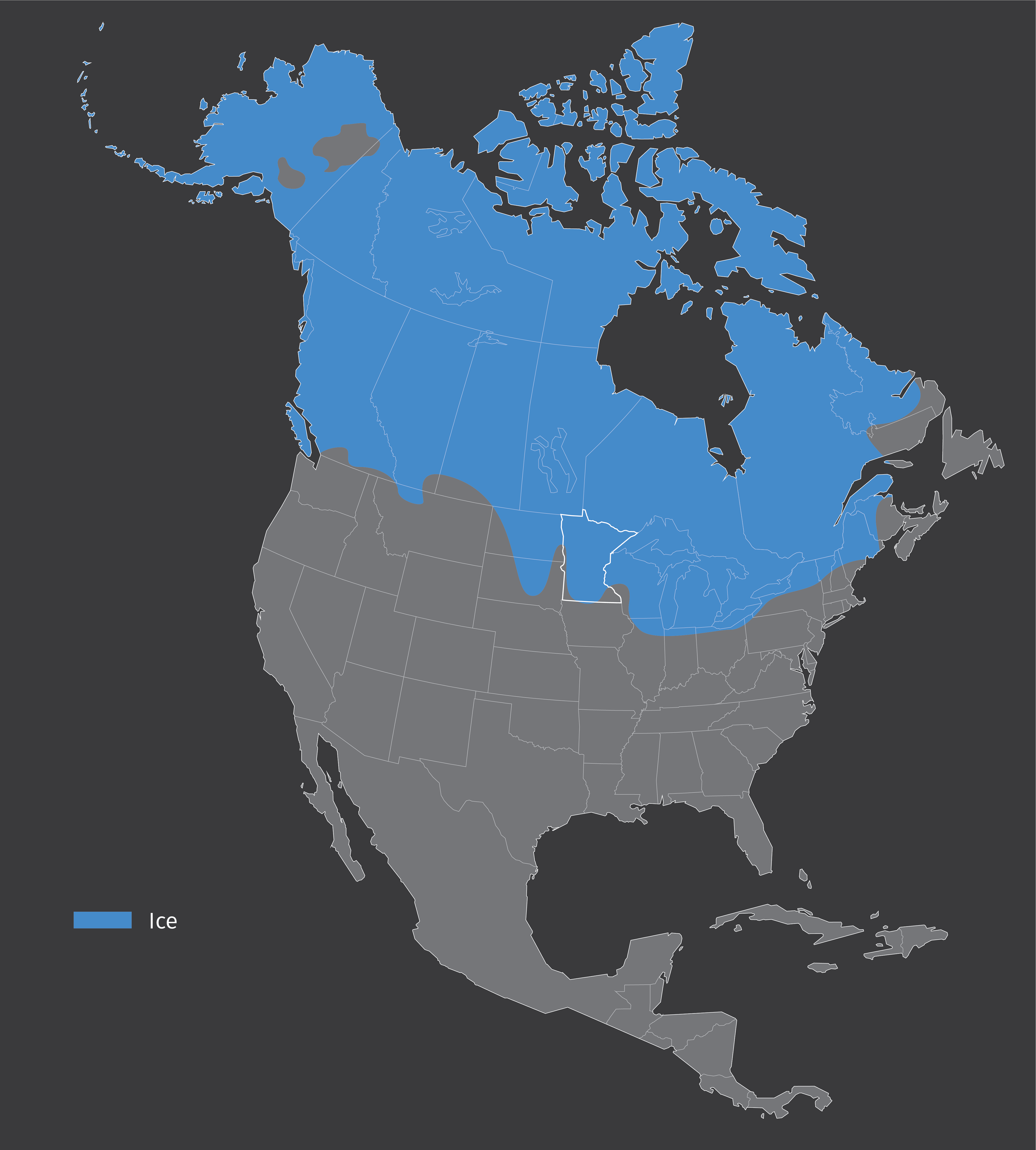 Drift Zone of Glaciers Over North America