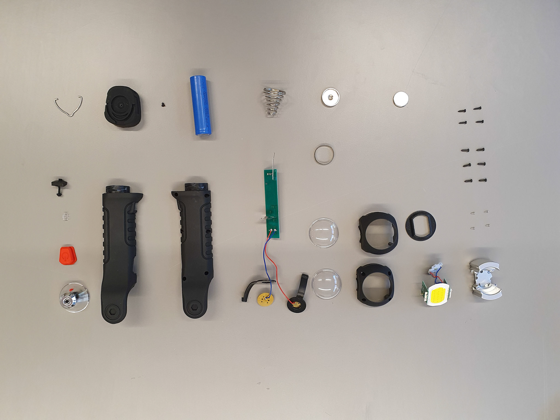 All the components from the original flashlight
