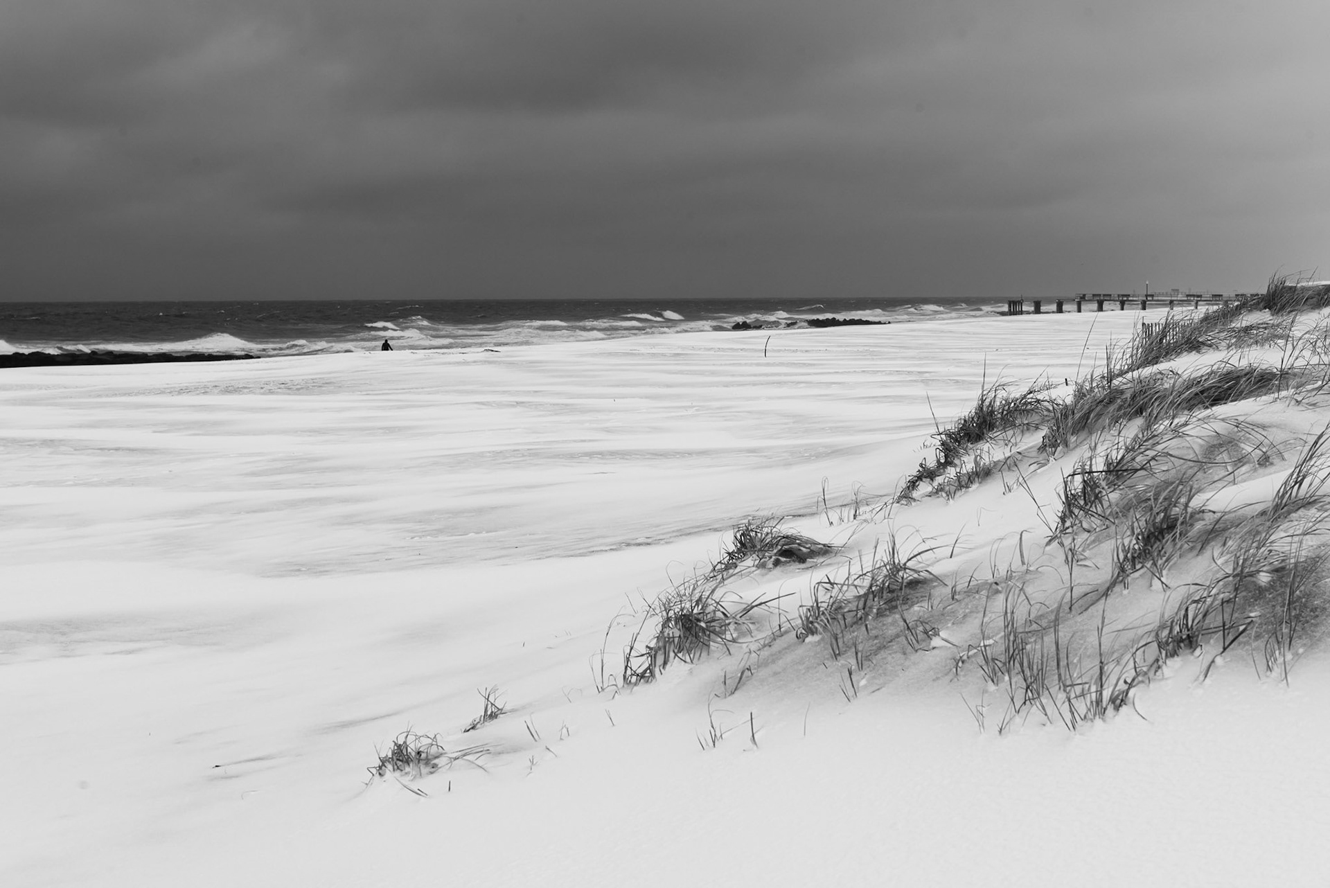 B+W Snowy Beach [Ocean Grove] (DSC_5504)