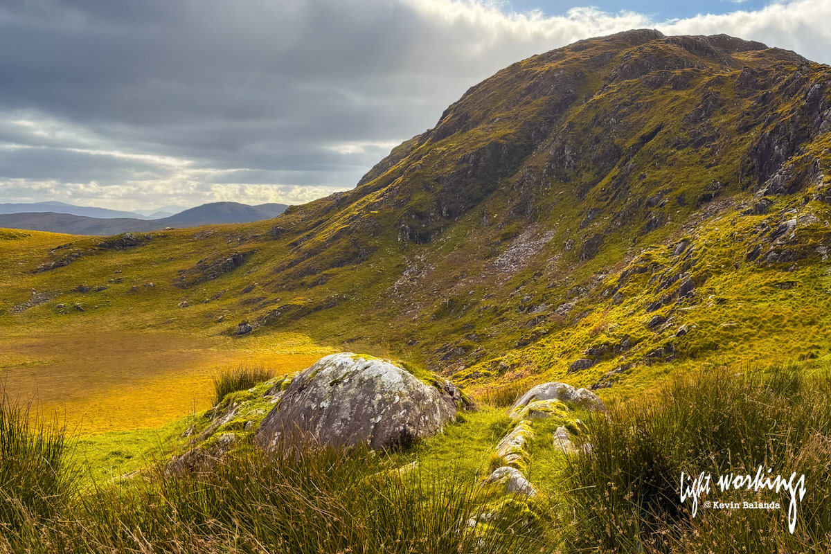 Looking down the valley traversed by the Ring of Kerry Road (N71) after passing through Moll’s Gap, Co Kerry