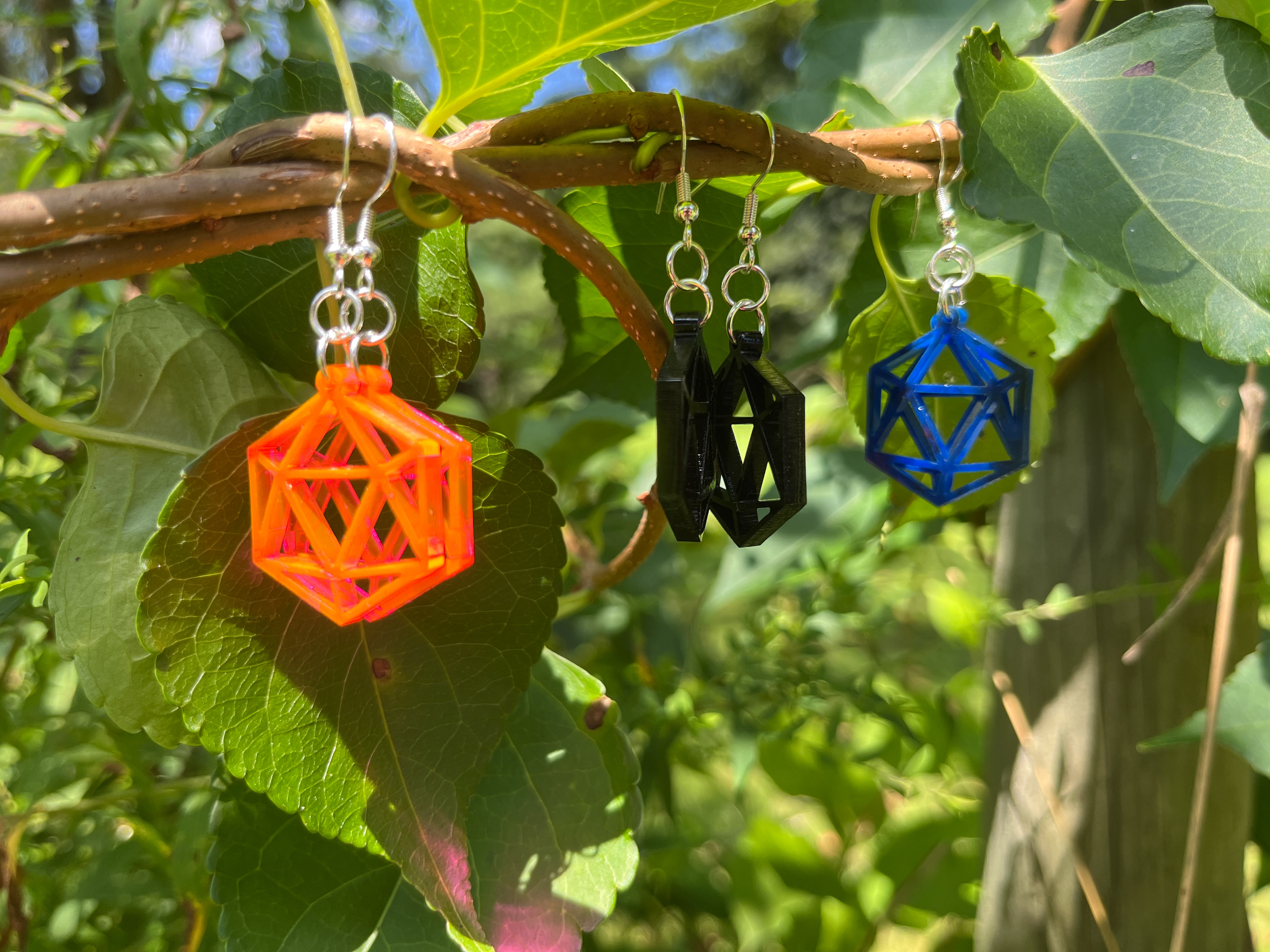 laser cut DND dice earrings