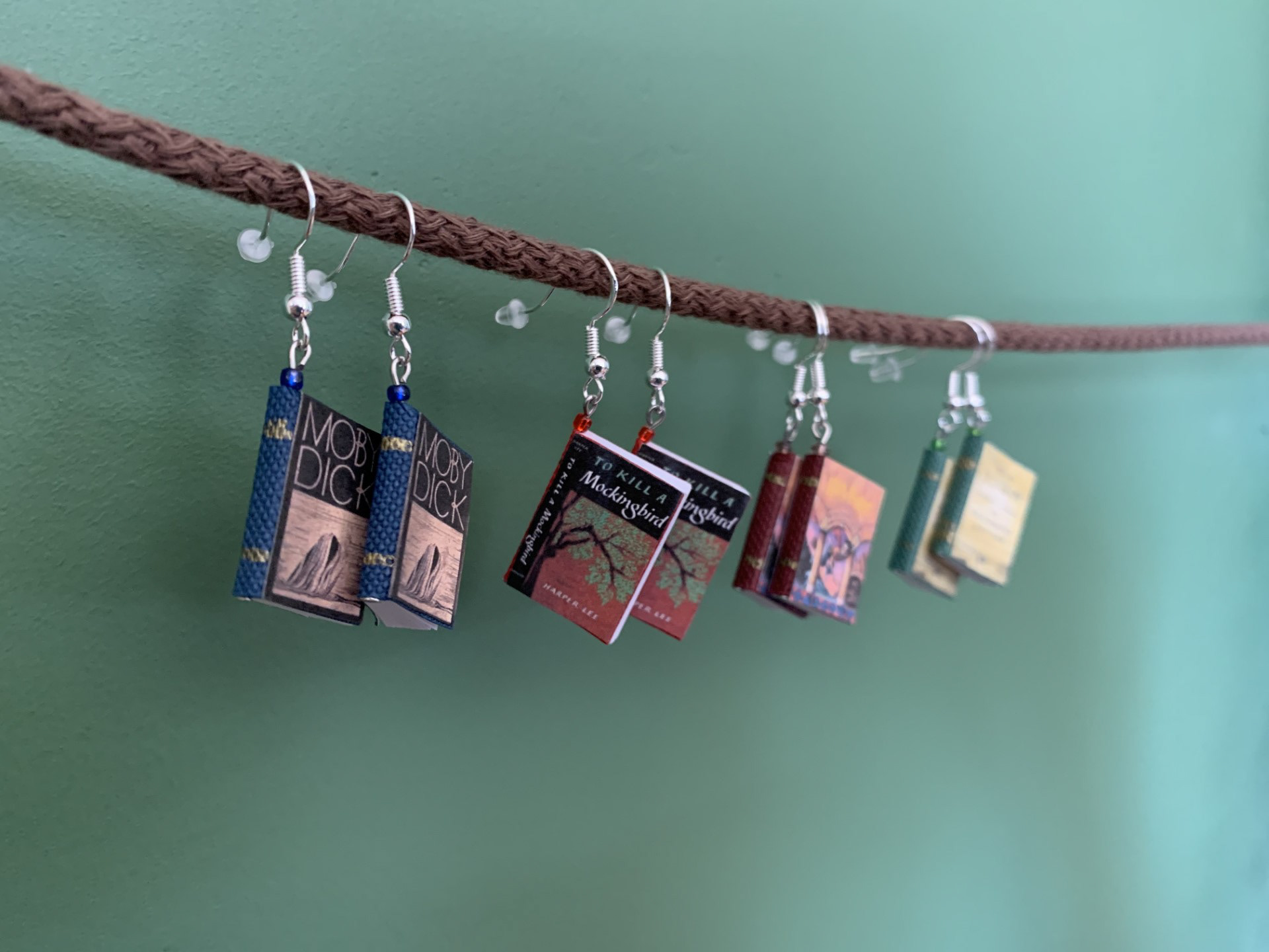 custom book earrings