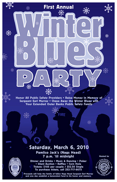 Poster for OBPSA Winter Blues Party event