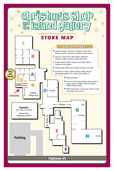 Site map for The Christmas Shop/Island Gallery