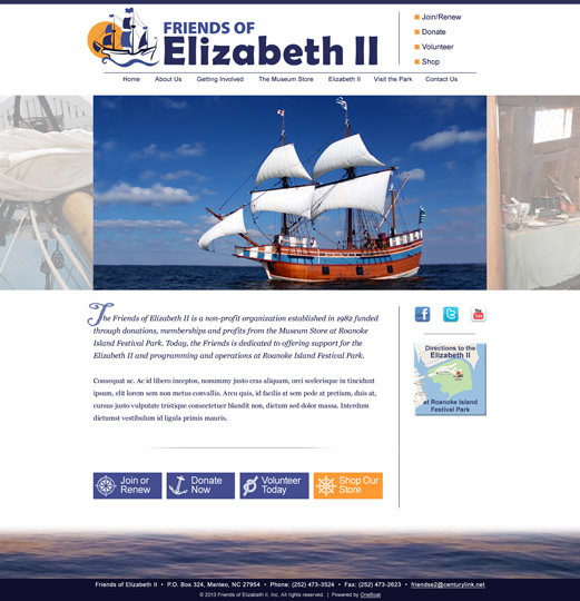 Home page for Friends of Elizabeth II website
