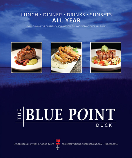 Magazine ad for The Blue Point restaurant in Duck, NC