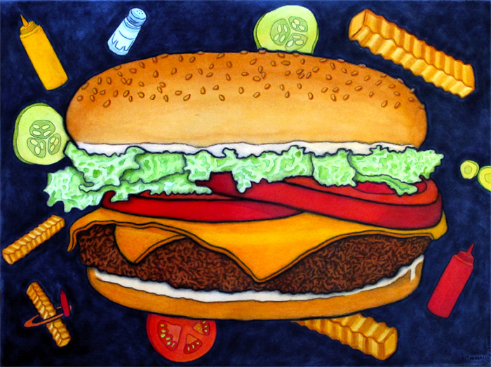 Cosmic Cheeseburger painting (acrylic)