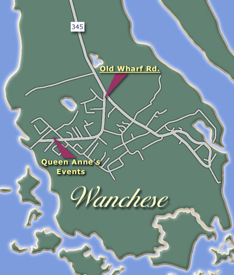 Map of Wanchese on Roanoke Island, North Carolina