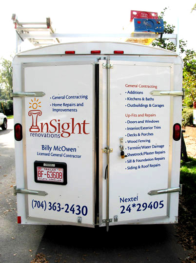 Mock-up of work trailer (rear view)