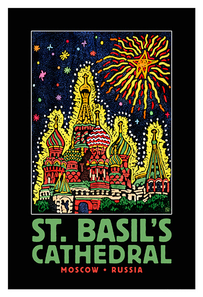 St. Basil's Cathedral (hand-tinted print)