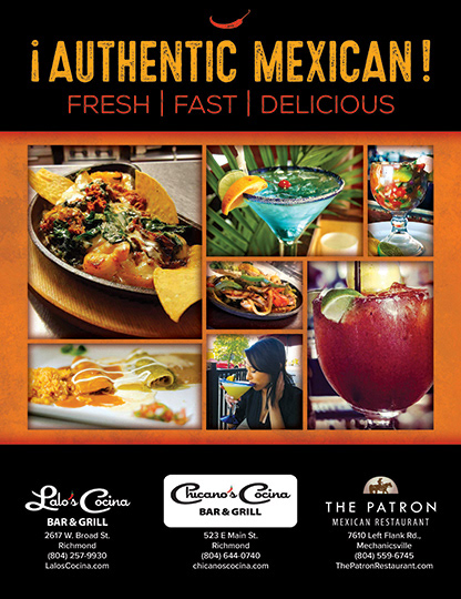 Group ad for Lalo's Cocina, Chicano's Cocina and The Patron