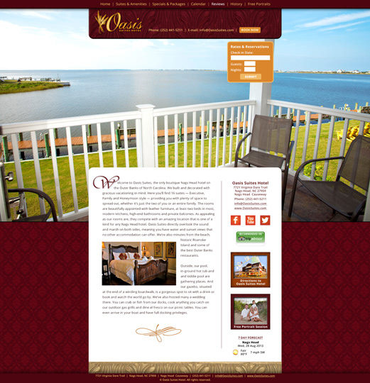 Original home page for Oasis Suites Hotel website