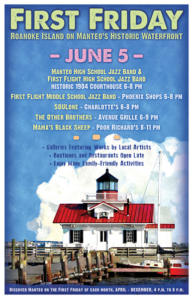 First Friday Roanoke Island poster