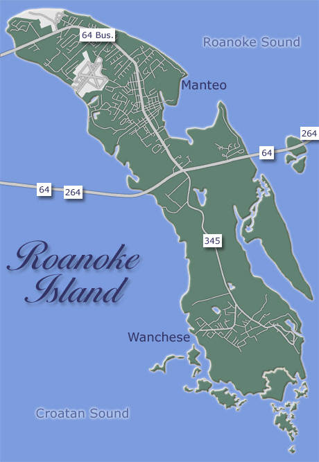 Map of Roanoke Island, North Carolina