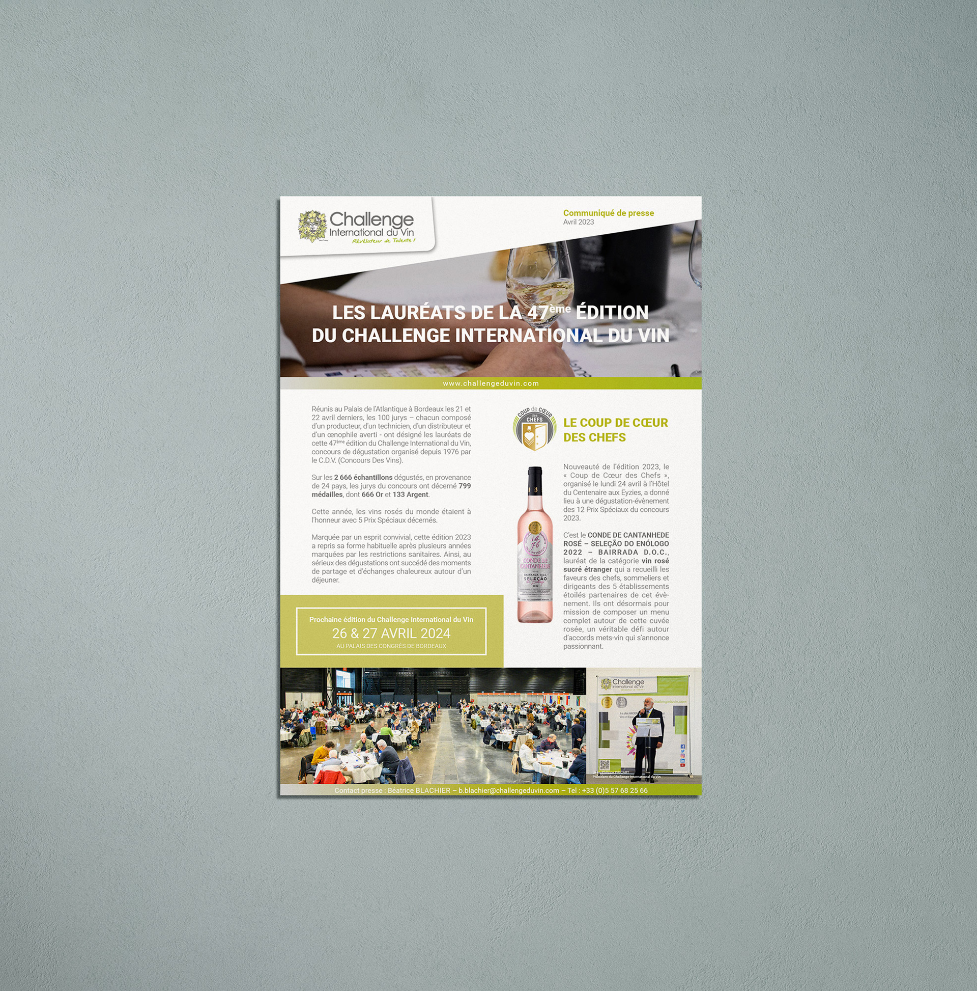 Le communiqué de presse est réalisé en interne par le CIV