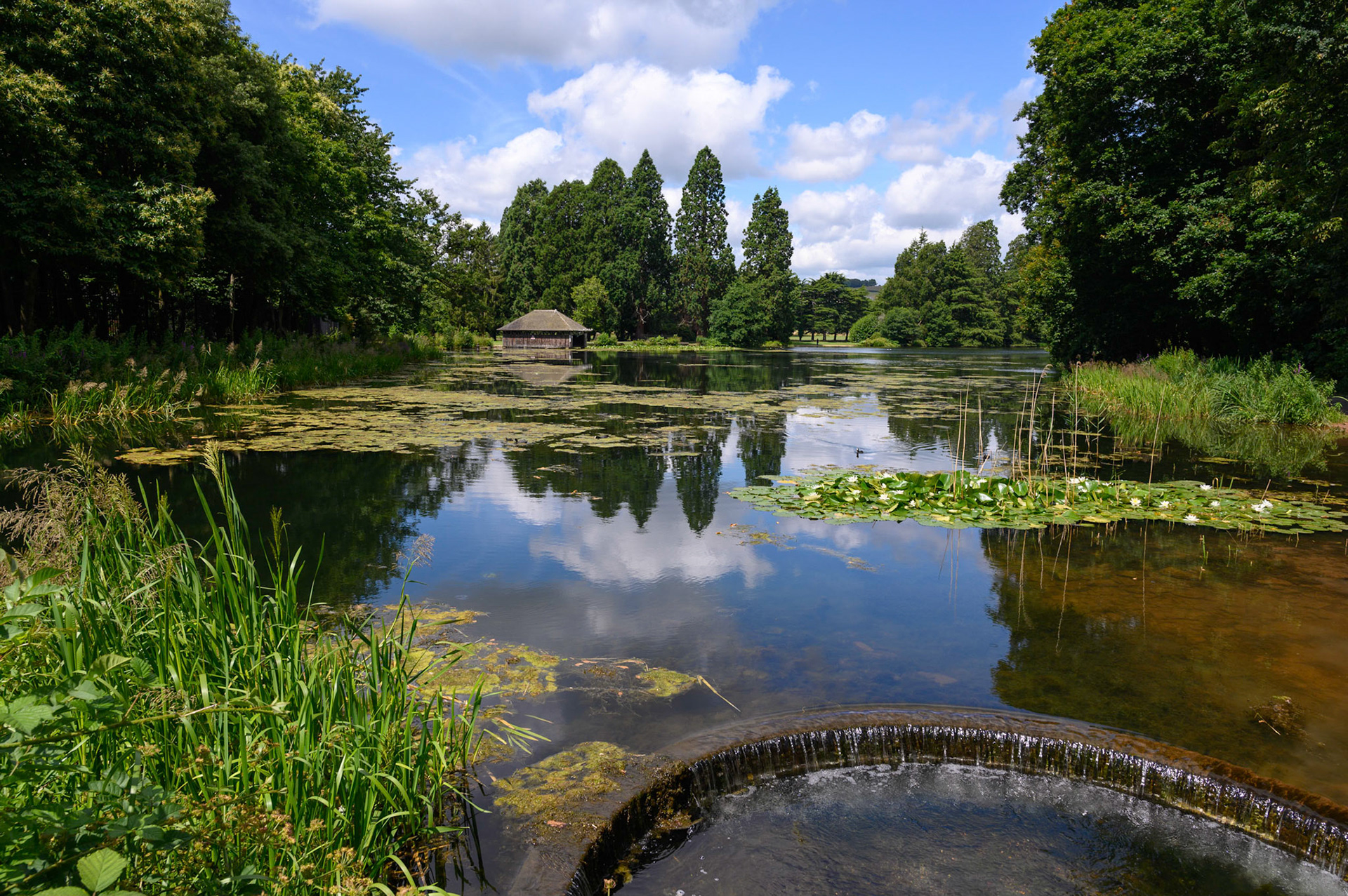 The lake at Tredegar House, Newport, Monmouthshire.