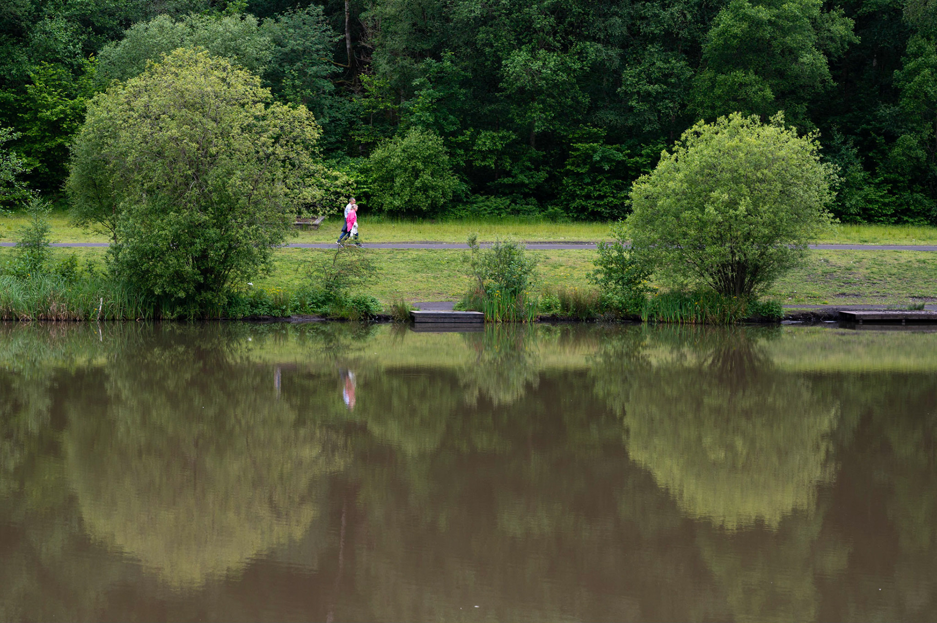 Reflections in the lake at Parc Cwm Darran, Deri,