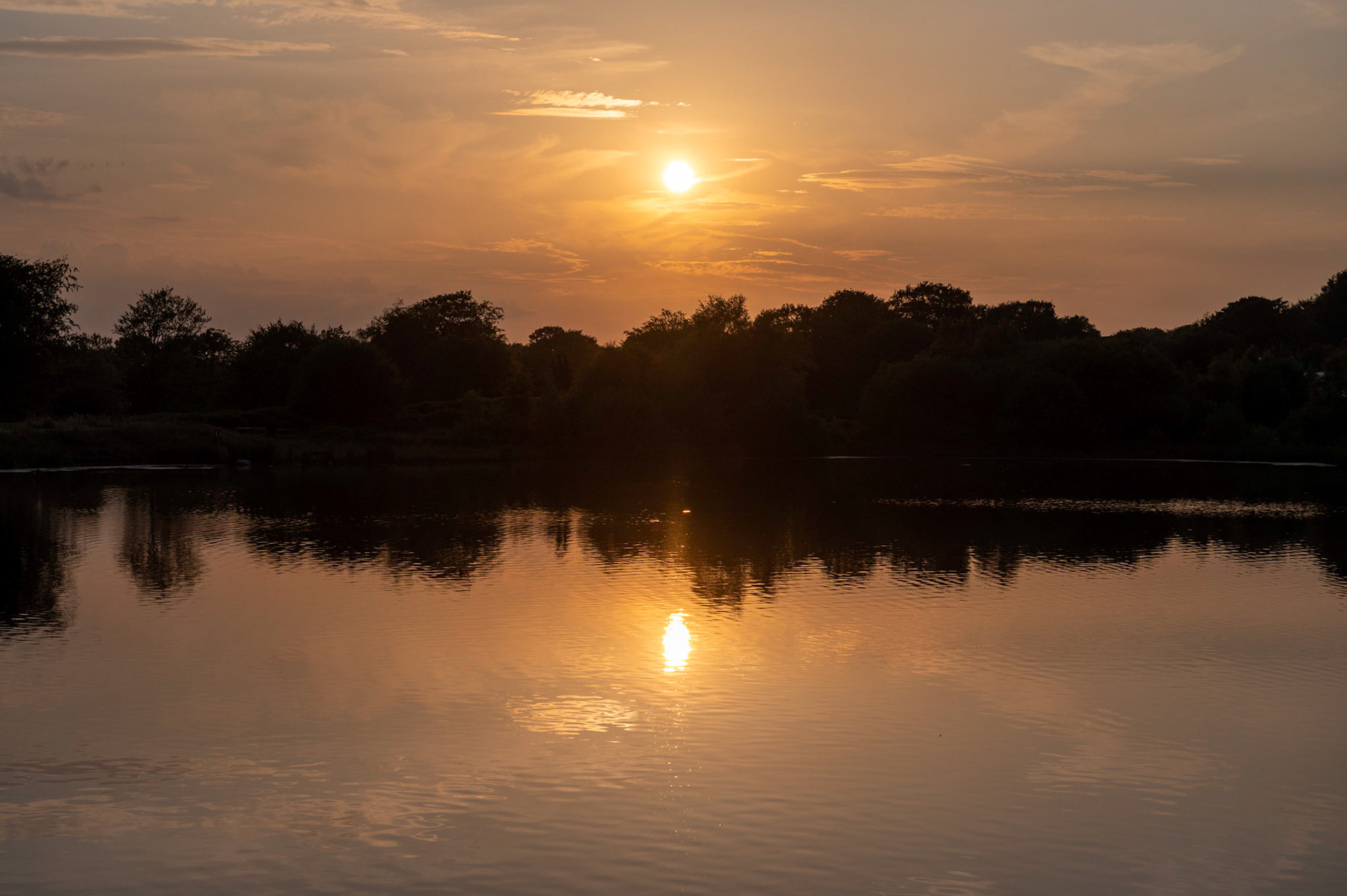 Sunset at Penyfan Pond near Blackwood, South Wales.