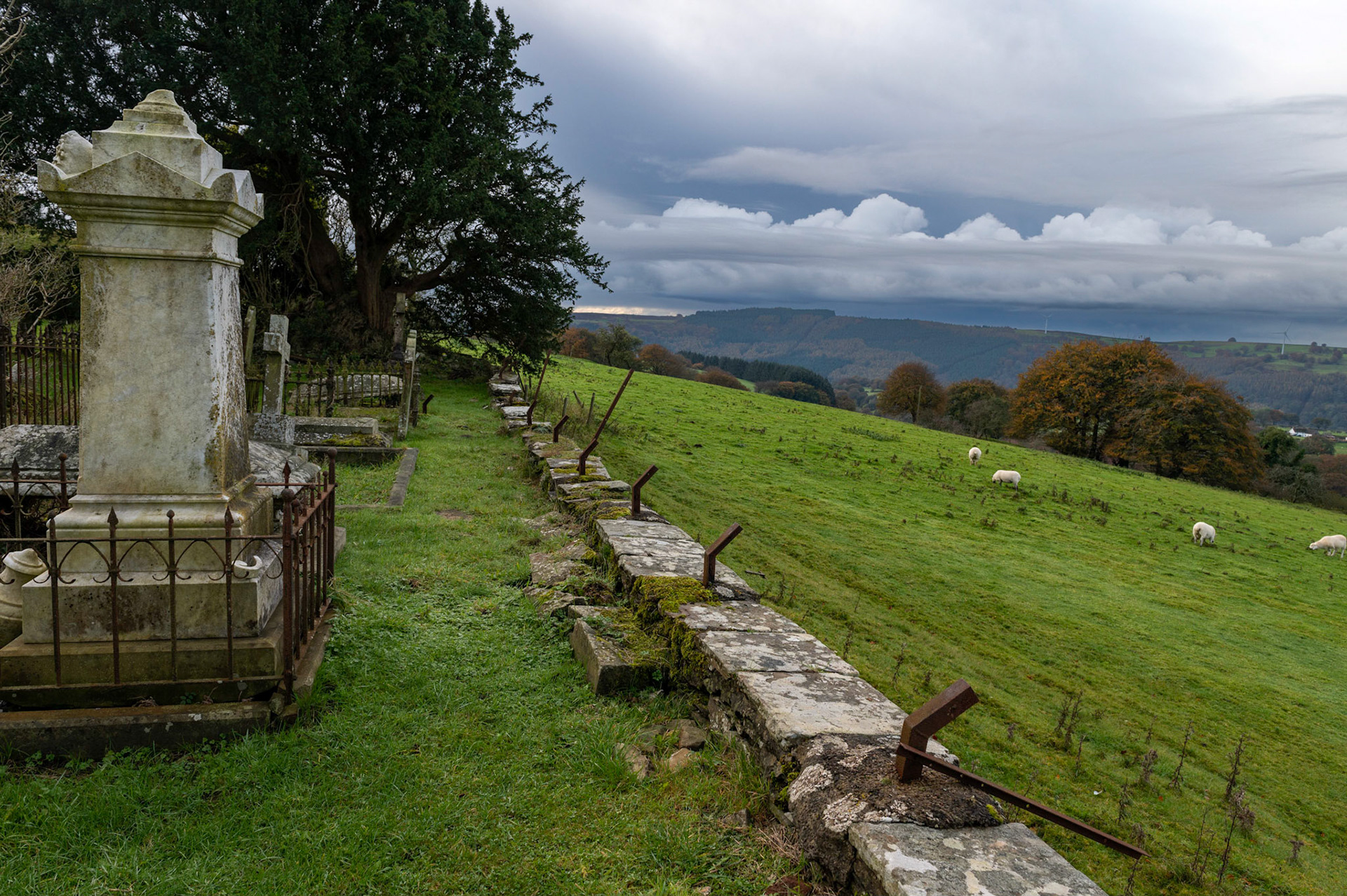 The view across the Sirhowy and Rhymney Valleys looking north west from St Tudors Church on top of Mynyddislwyn mountain, South Wales, UK.