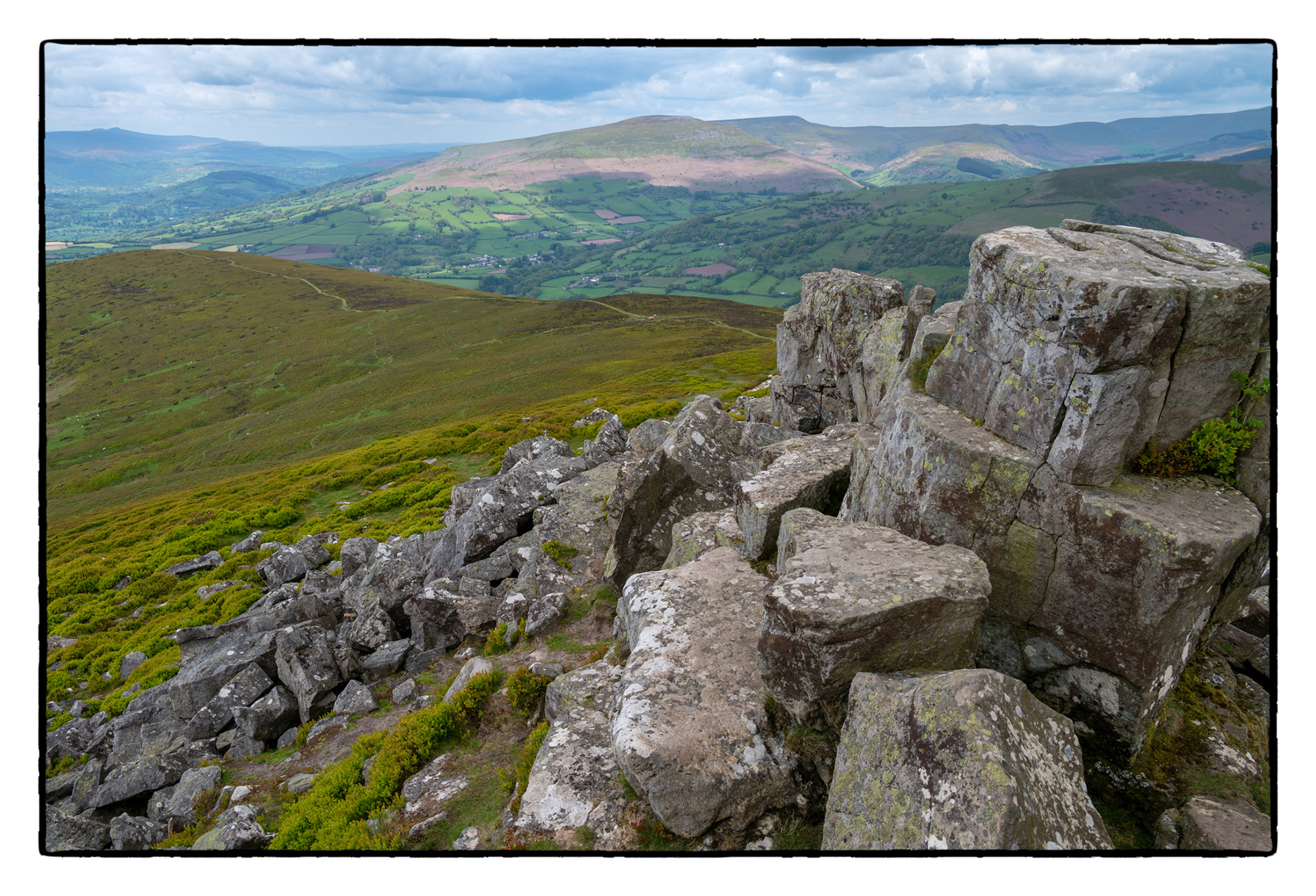 From the top of The Sugar Loaf, Abergavenny, South Wales, UK.