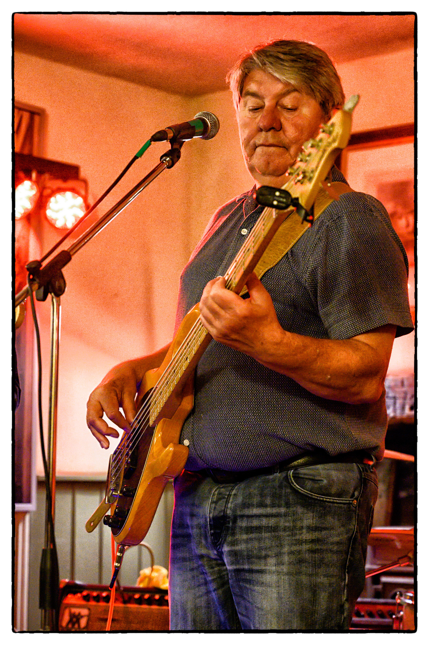 Rock, Rhythm and Blues band Tres Hombres perform at The Three Tuns public house, Chepstow, 8/6/19.