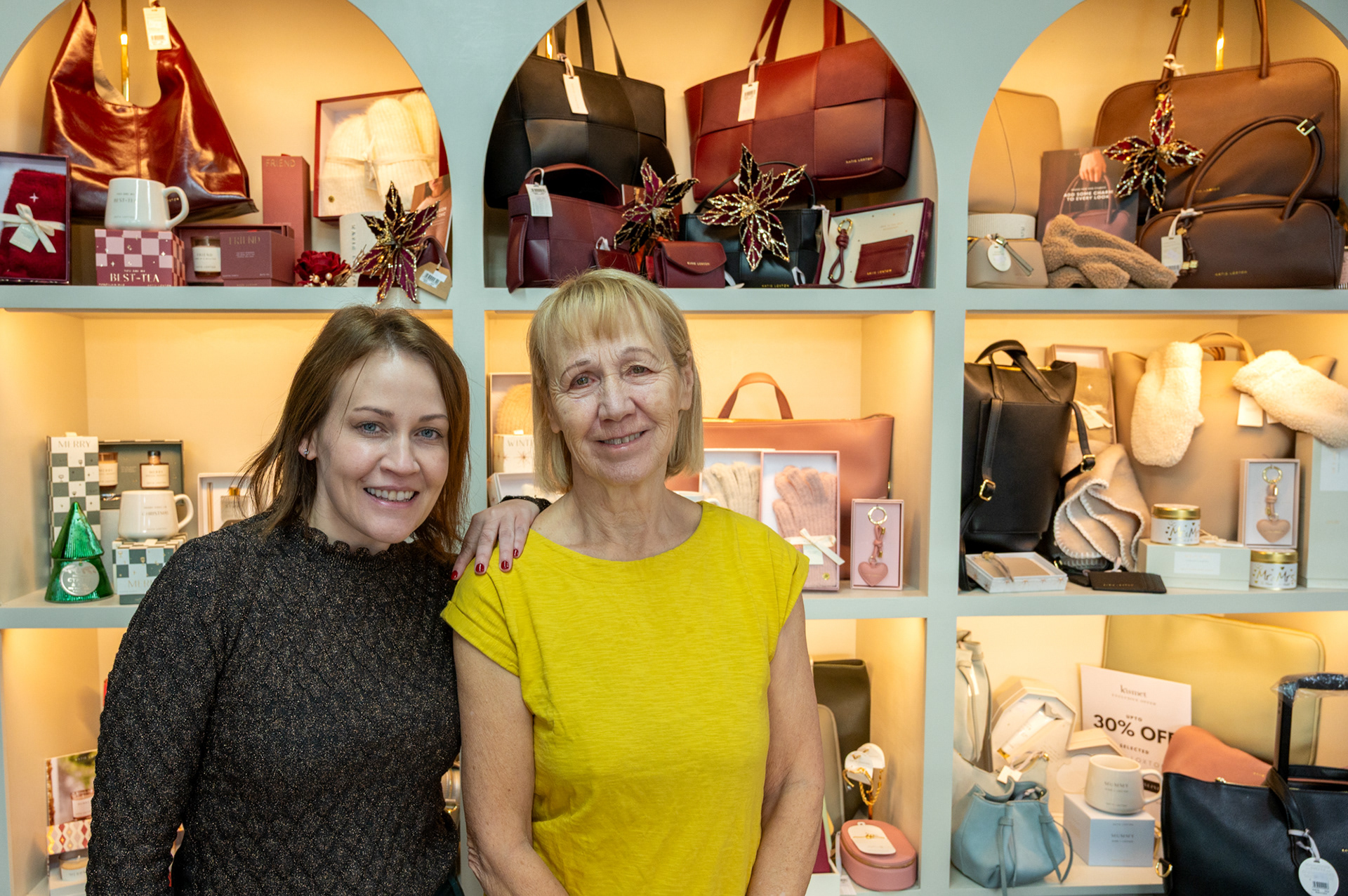 Mother and daughter team of Sue Jenkins and Sara Lewis who run the Kismet Gift Shop and Tearoom in The Pier, Blackwood. The business has been in its present location since 2004 but has been trading for 25 years. The family have a long association with retail in Blackwood with Sue’s father Les Davies having run Emilys Indoor Market above what was the Wilko store ( formerly Belle Vue and The Co-op ) on Blackwood’s High Street from 1994 until 2001.