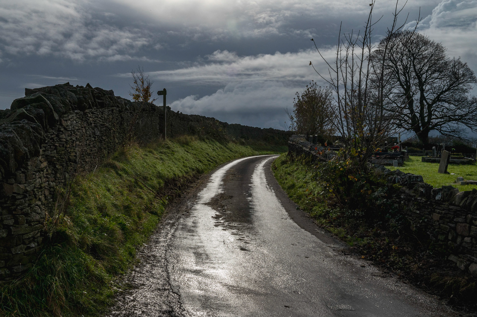 A storm approaches on top of Mynyddislwyn mountain, South Wales, UK.