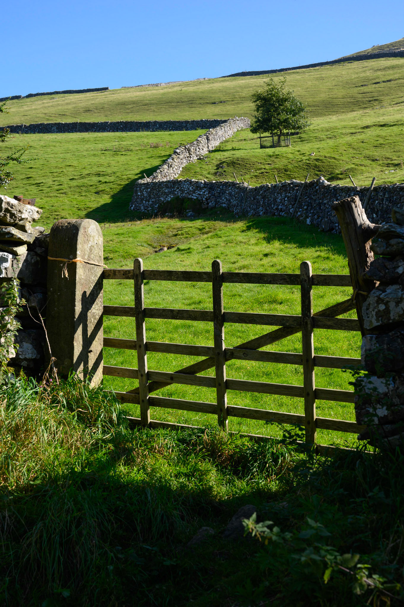 Stone walls on the high road between Settle and Langcliffe, North Yorkshire